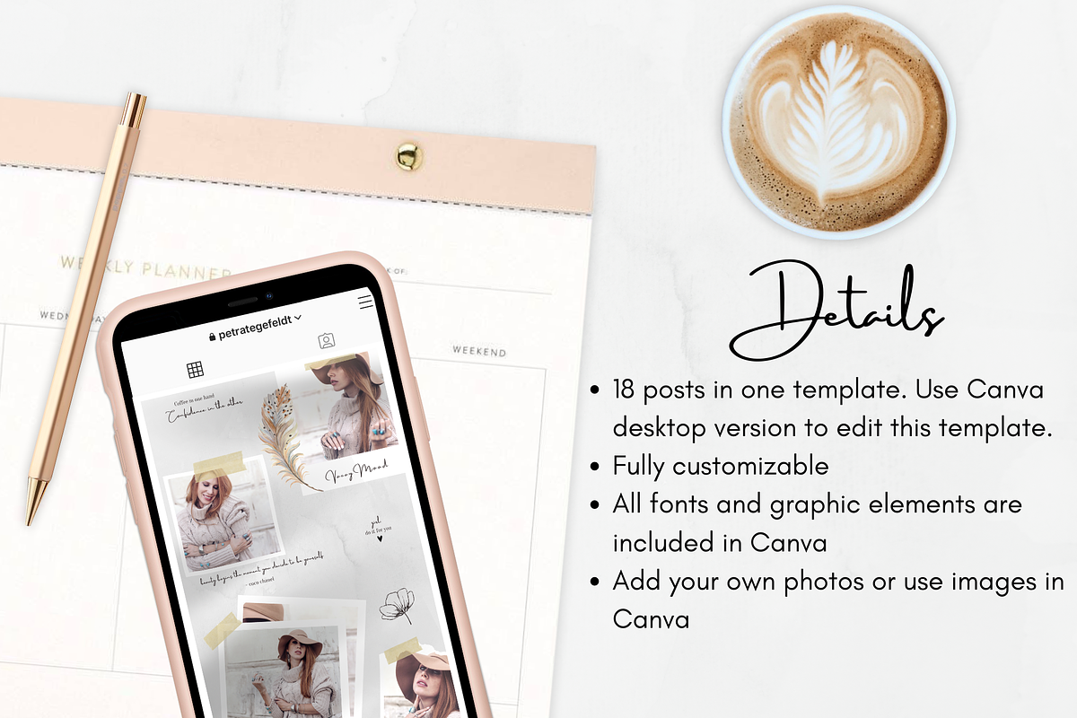 Instagram Puzzle Template - CANVA, a Social Media Template by Tegefeldt Design (Photo 2 of 7)