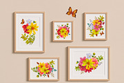 Watercolor Fall Dahlia flowers, a Seasonal Illustration by DiashaArt (Thumbnail 4 of 13)