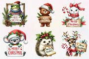 Animals Holding Merry Christmas Sign, an Illustration by CreationArt (Thumbnail 4 of 5)