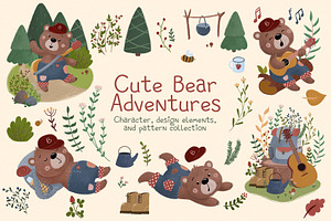 Bear adventures-clipart, patterns