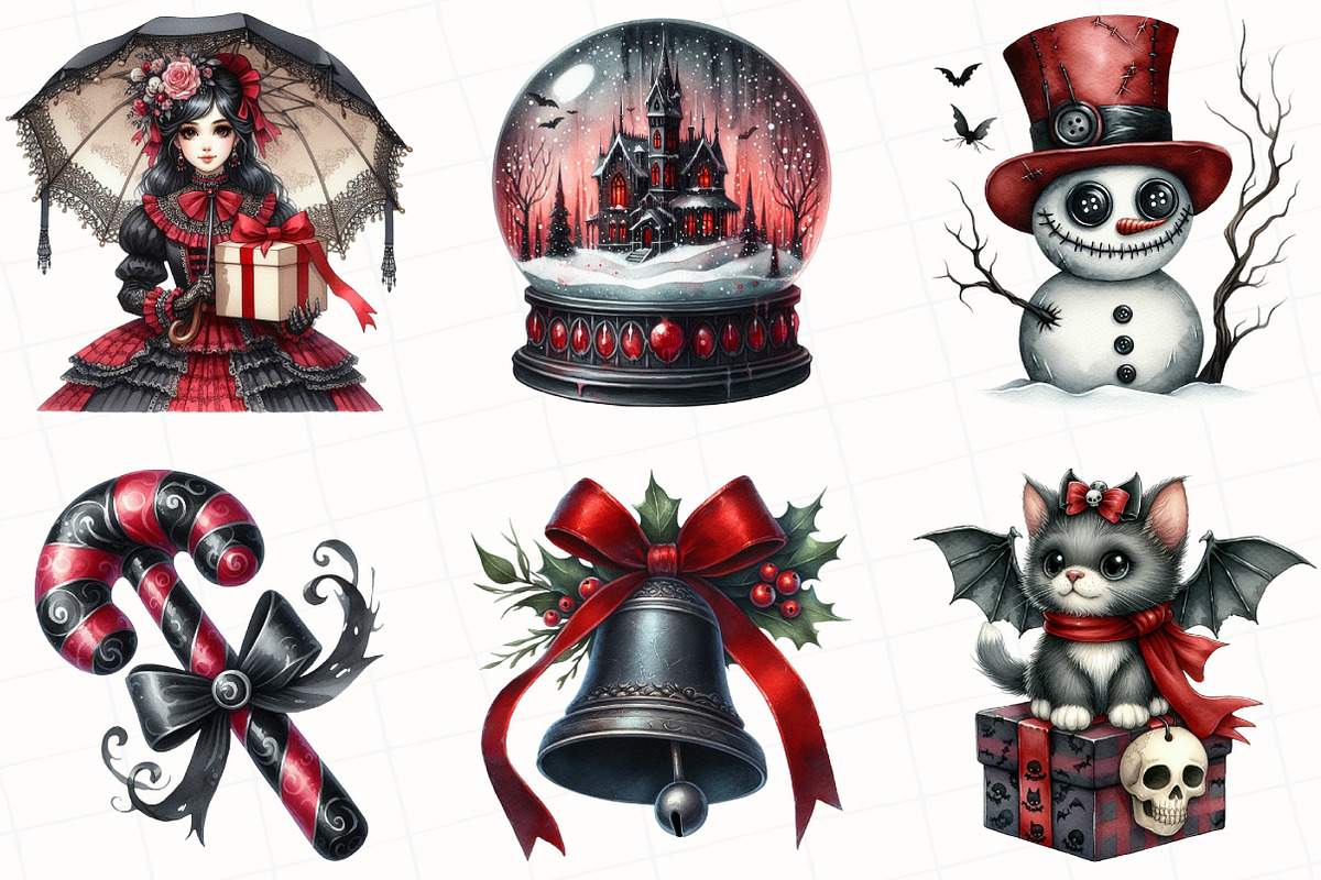 Gothic Christmas Clipart Bundle, an Illustration by OK Design (Photo 3 of 5)