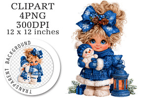 Whimsical Christmas Girl PNG