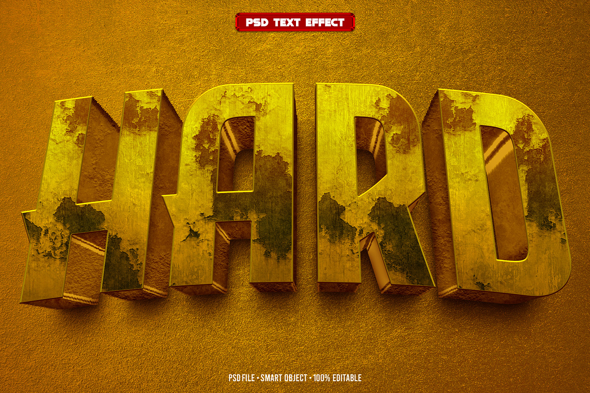 Hard 3D editable text effect, a Layer Style Add-On by Hello Muh (Photo 1 of 2)