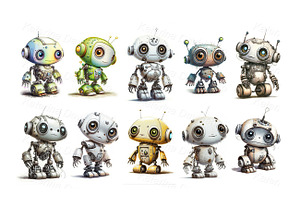 Set of robot with different emotions, a Technology Illustration by Bubert Art