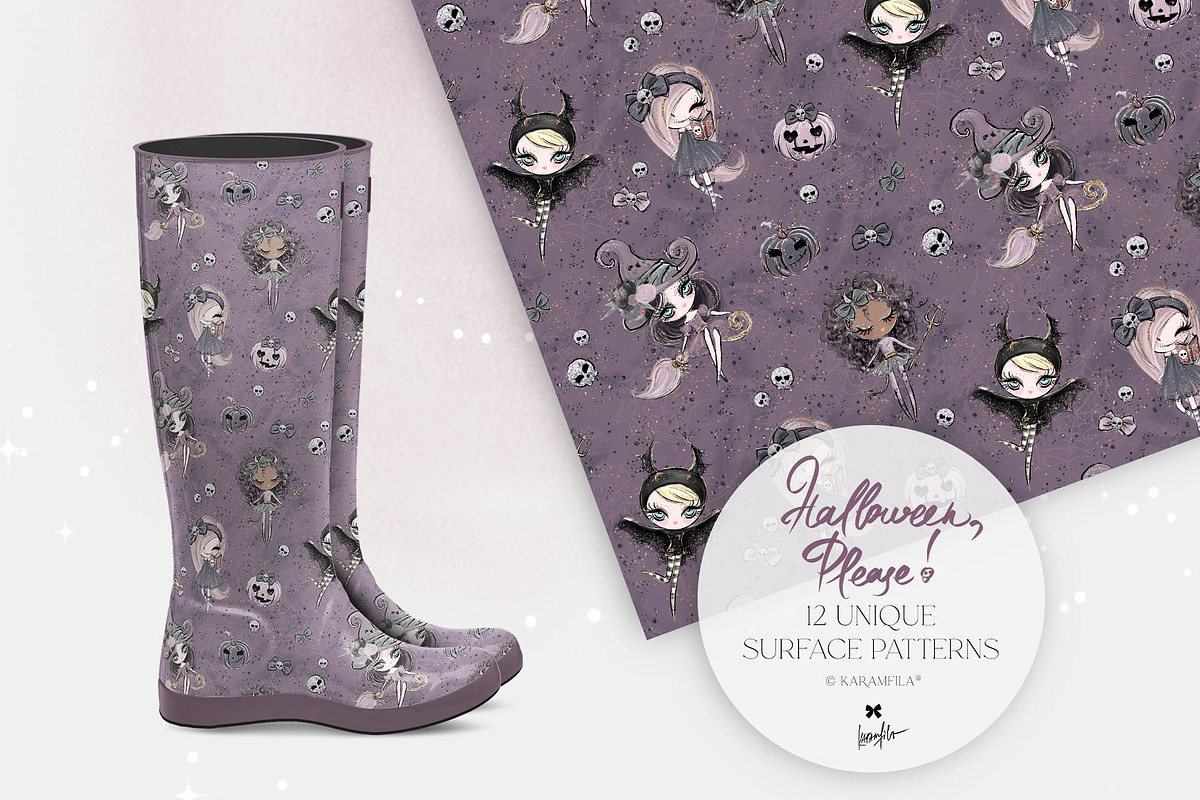 Kawaii Halloween Seamless Patterns, a Pattern Graphic by KaramfilaS (Photo 14 of 32)