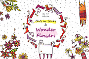 Cats in Socks & Wonder Flowers, an Object Graphic by Zooza Art (Thumbnail 1 of 10)