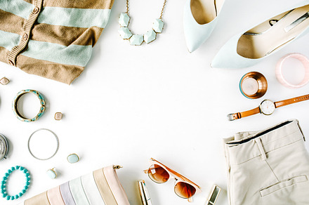 Clothes & accessories collage featuring cardigan, trousers, and sunglasses, a Beauty & Fashion Photo by Floral Deco
