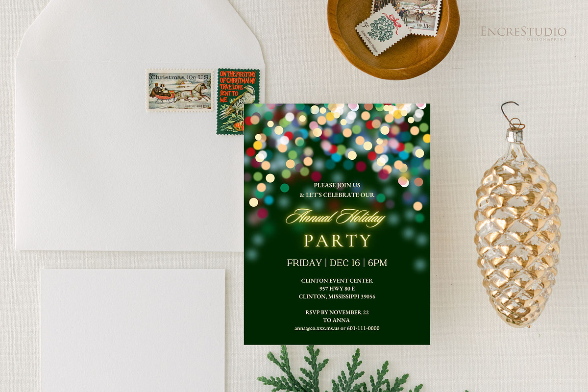 Annual Holiday Party Invitation, an Invitation Template by Encre Studio (Photo 1 of 4)