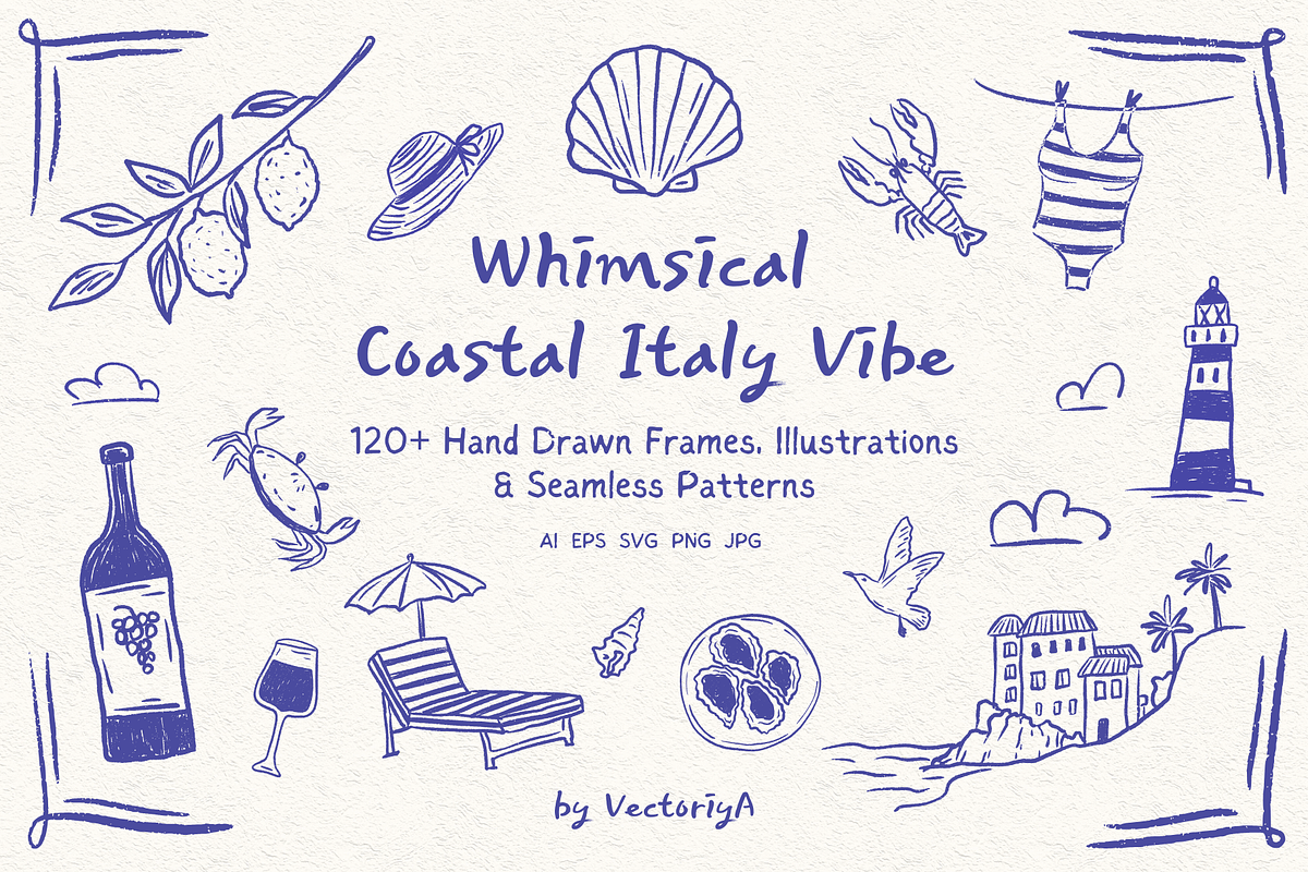 Whimsical Coastal Italy Vibe 120+, an Object Graphic by VectoriyA (Photo 1 of 12)