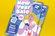 Pink New Year Sale Flyer Set, a Flyer Template by graphicook (Thumbnail 2 of 3)