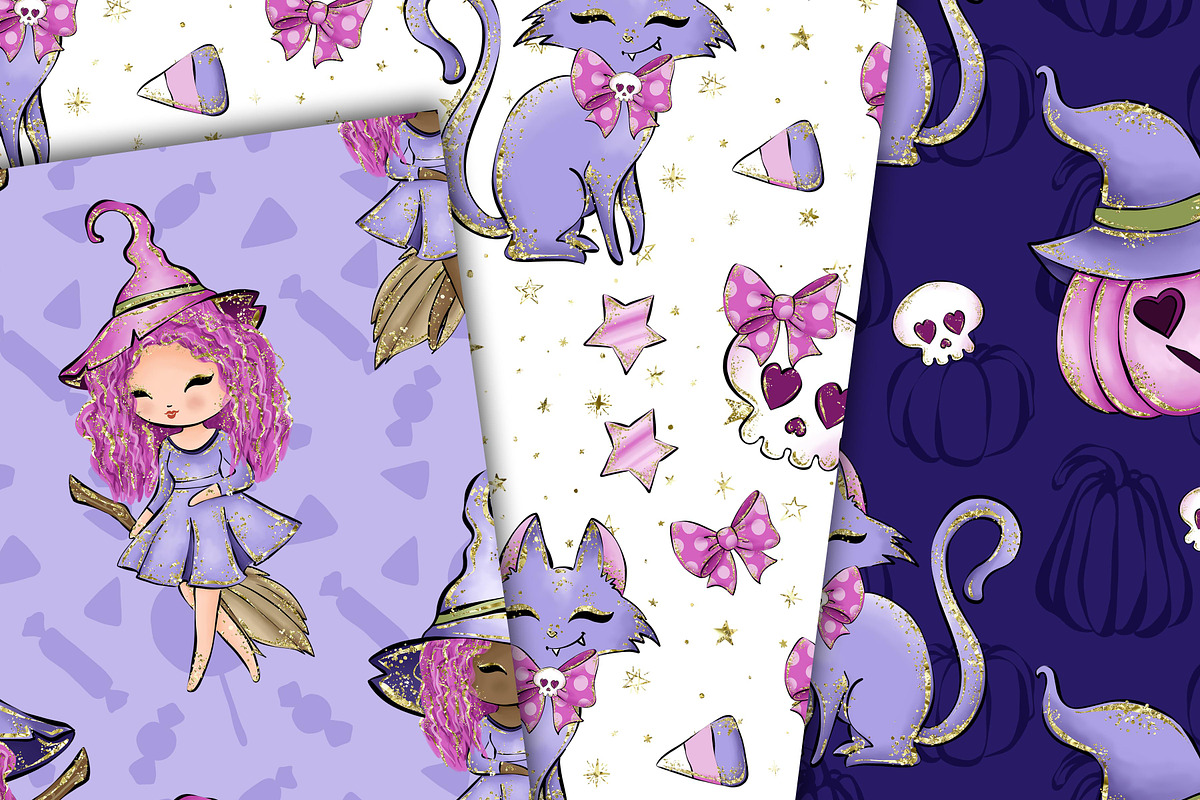 Pink Halloween patterns, a Pattern Graphic by DarinaDigital (Photo 4 of 6)