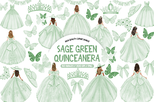 Sage Green Quinceanera Clipart, an Illustration by TatiMockup