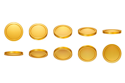 3d realistic empty gold coin