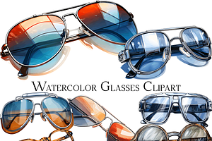 Watercolor Glasses Clipart