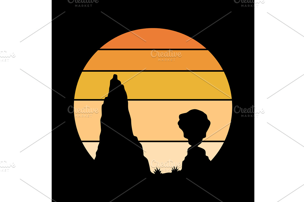 Retro sunset logo in striped, an Object Illustration by Things for designers
