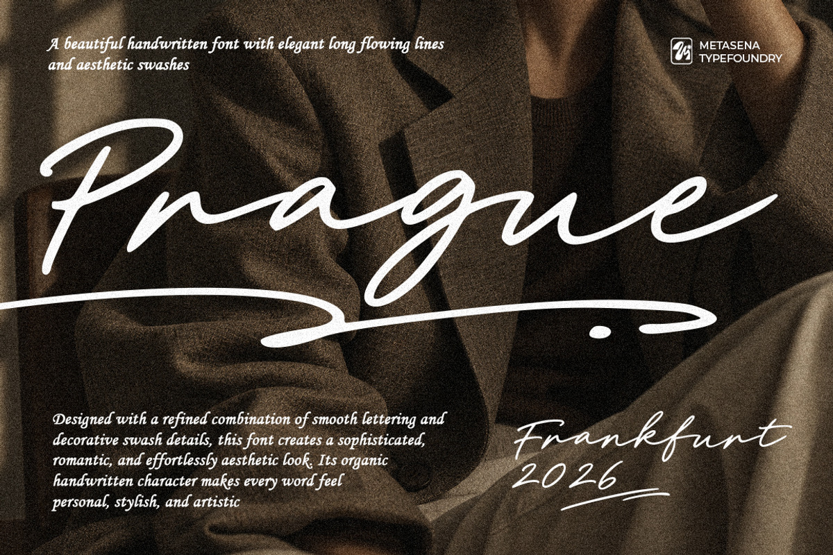 Prague | 02 Font with Swash, a Script Font by Metasena Typefoundry (Photo 1 of 10)