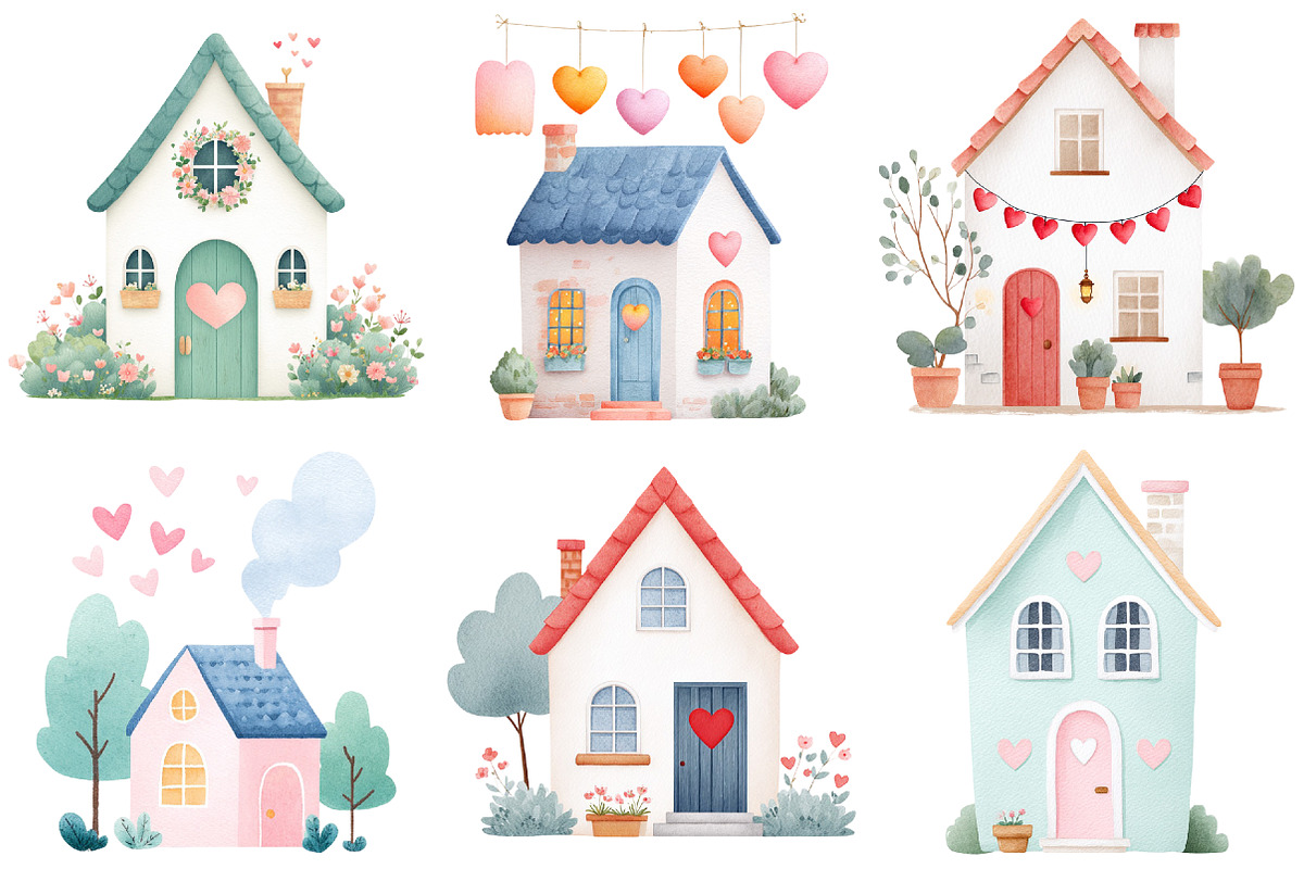 Love in the Little Cottage Clipart, an Illustration by Craft Nest (Photo 4 of 6)