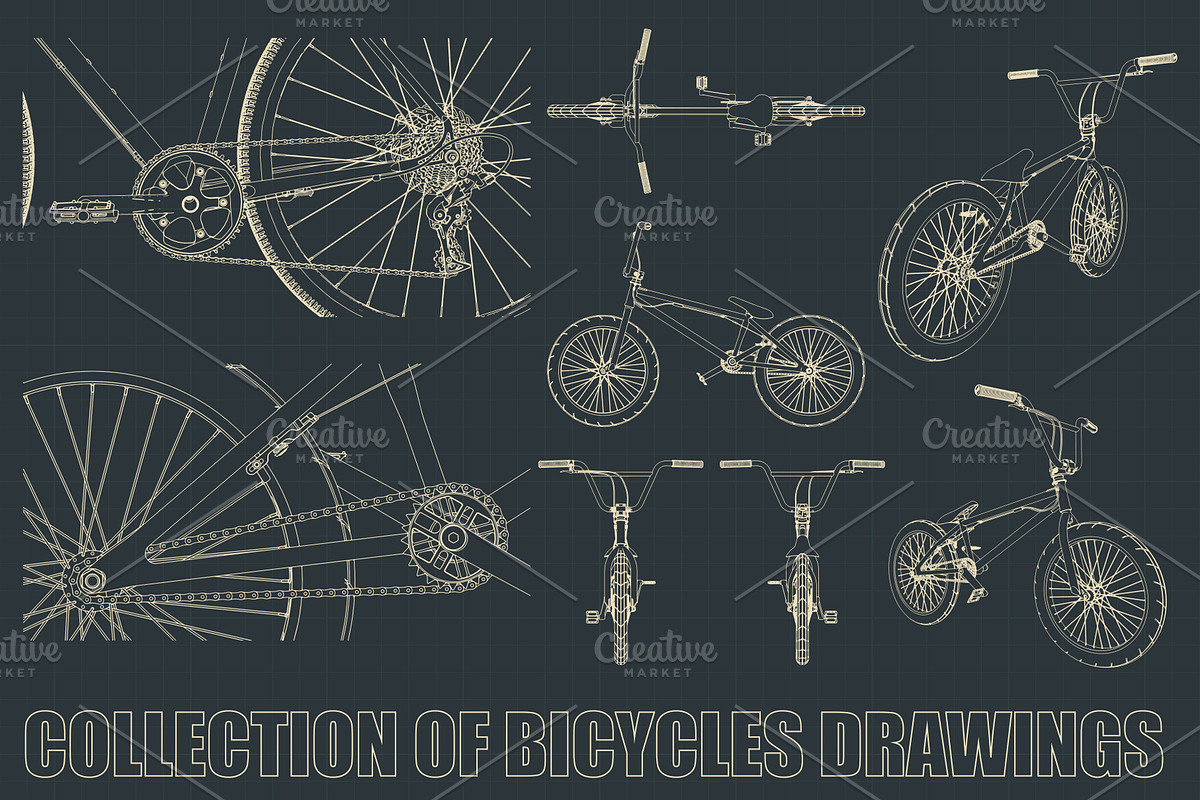 Bicycles drawings Set, an Illustration by Blacklight (Photo 5 of 8)