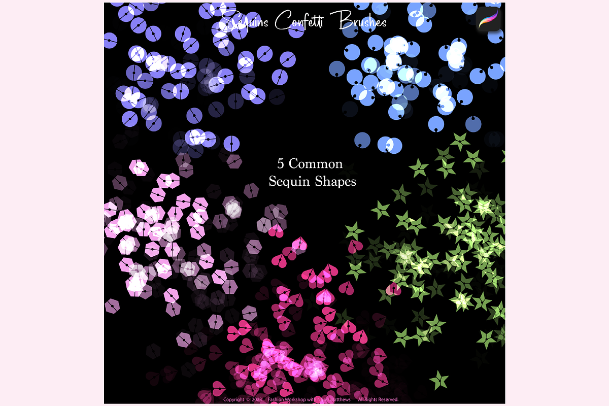 SEQUINS CONFETTI Procreate Brushes, a Brush Add-On by Fashion Workshop Bkk (Photo 8 of 11)