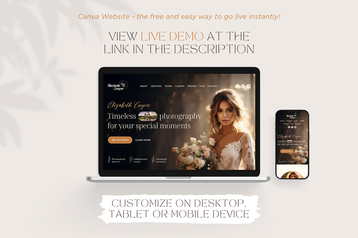 Photography Website Template Canva, a Landing Page Template by vectorocean (Photo 2 of 11)