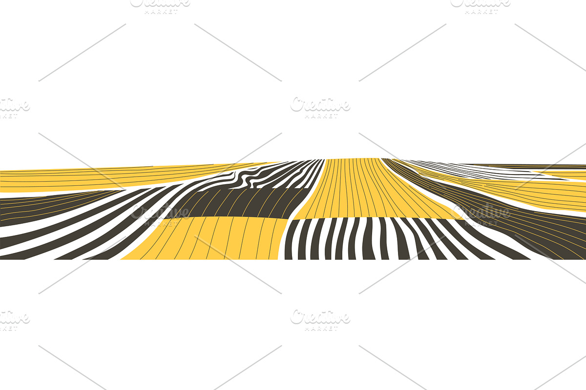 Farm land landscape with horizon, an Illustration by Alltruecolours