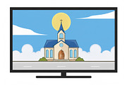 church building landscaped vector, a Decorative Illustration by zyxroun shop (Thumbnail 3 of 3)