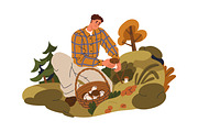 People pick mushrooms in fall forest, a Person Illustration by Good Studio (Thumbnail 2 of 7)