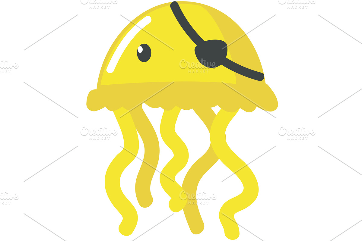Cute pirate jellyfish animal in eye, an Animal Illustration by SiberianArt