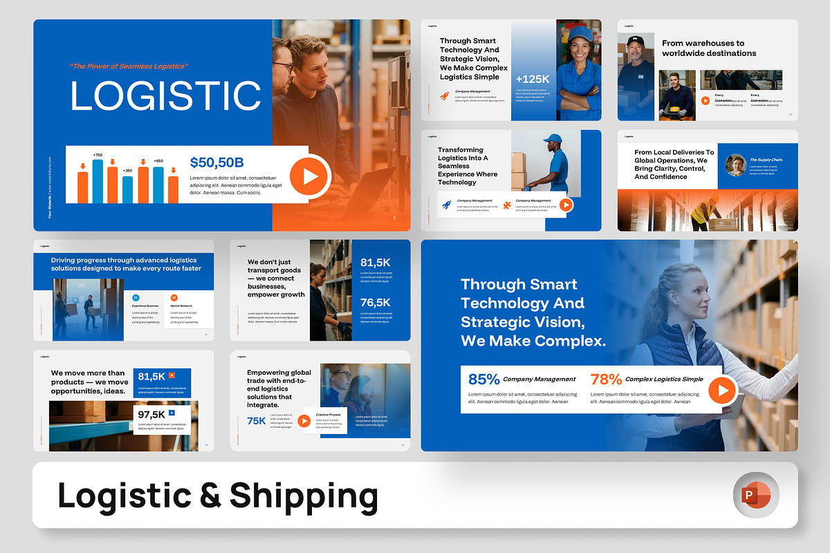 Logistic & Shipping PowerPoint, a Presentation Template by Premast (Photo 1 of 4)