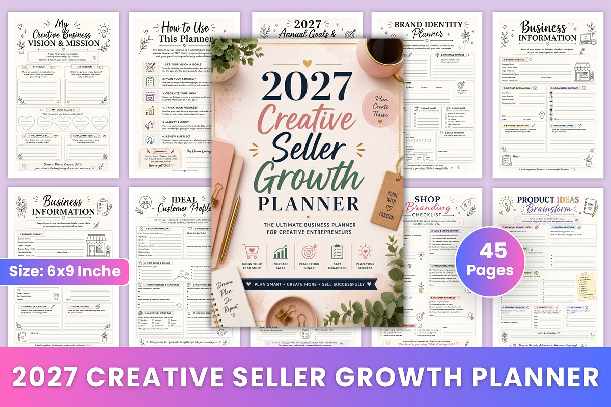 2027 Creative Seller Growth Planner, a Stationery Template by Designmela01 (Photo 1 of 6)