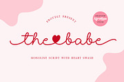 The Babe - Monoline Heart Font, a Script Font by Airotype (Thumbnail 1 of 10)