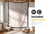 Woven Blanket Mockup Hang on Wall, an Apparel Mockup by Mockups Studio (Thumbnail 5 of 9)