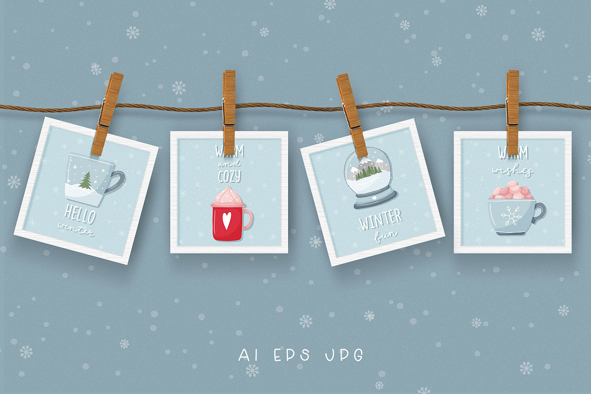 Christmas clipart, cards, phrases, a Seasonal Illustration by Valeria Soloveva (Photo 4 of 8)