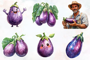 Eggplant Watercolor Cliparts, an Illustration by RobertsArt (Thumbnail 7 of 7)