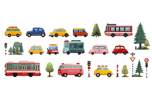 Transportation flat cartoon. Cars, a Transportation Illustration by Stock-Smart-Start