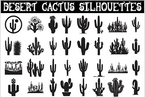 collection of desert cactus silhouet, an Illustration by Amazin_art