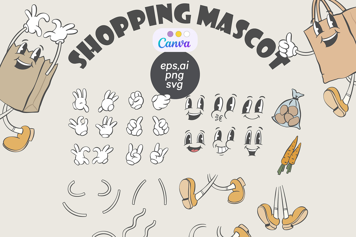 Retro Mascot Creator Kit, an Icon by Anastasiya Klempach (Photo 3 of 7)
