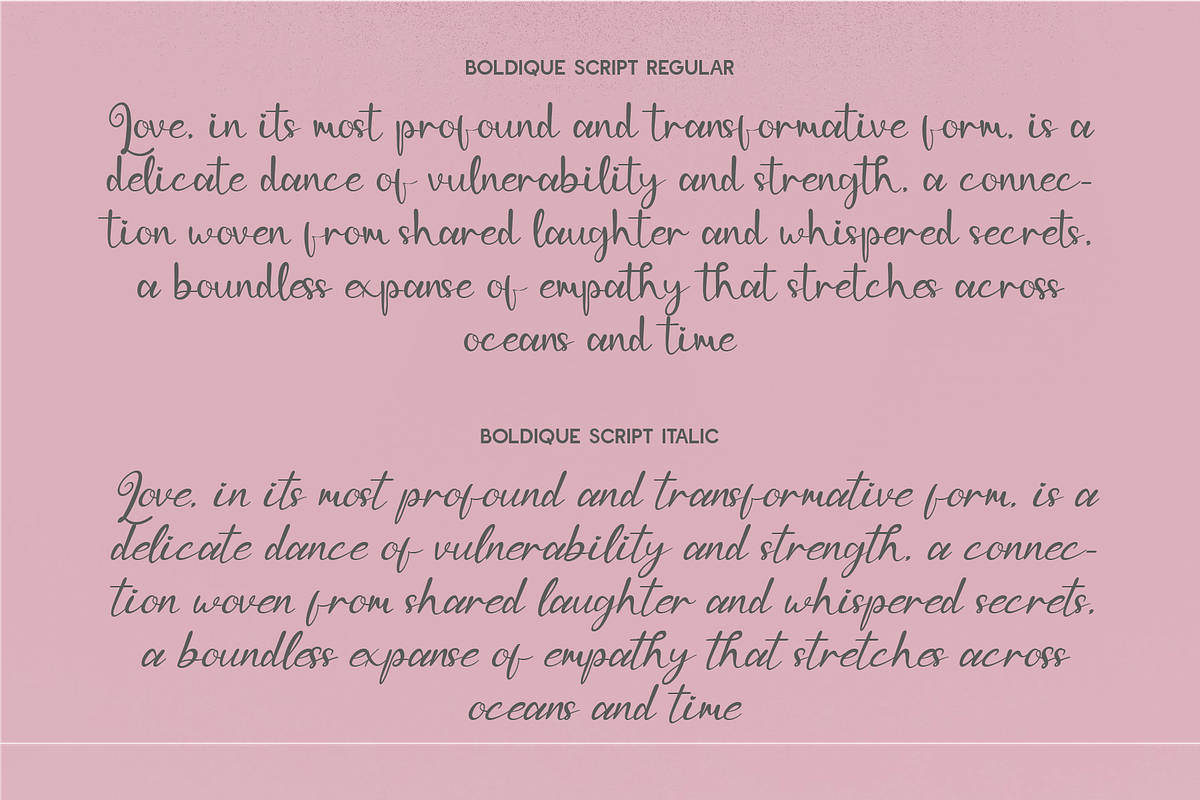 Boldique Script - Lovely Script, a Script Font by Indotype Foundry (Photo 9 of 10)