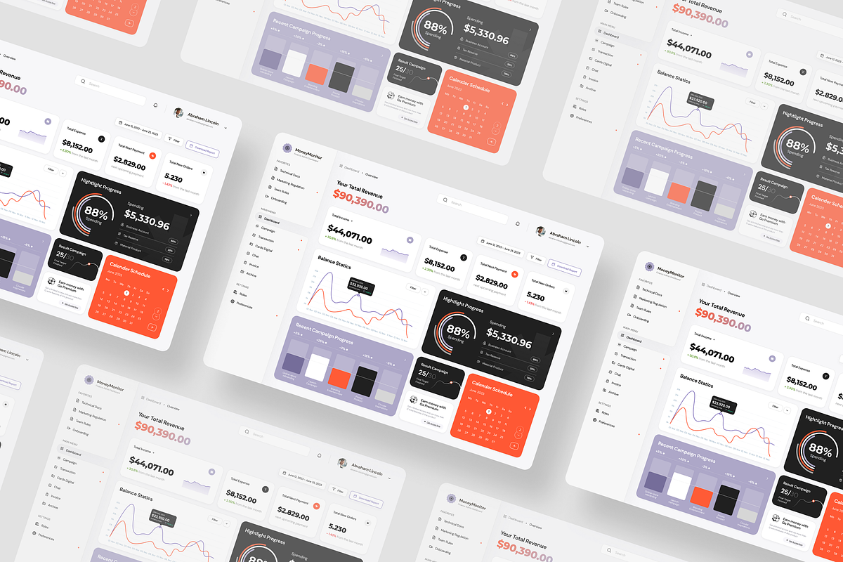 MoneyMonitor Finance Admin Dashboard, a Websites & App Template by SquidPixey (Photo 4 of 5)