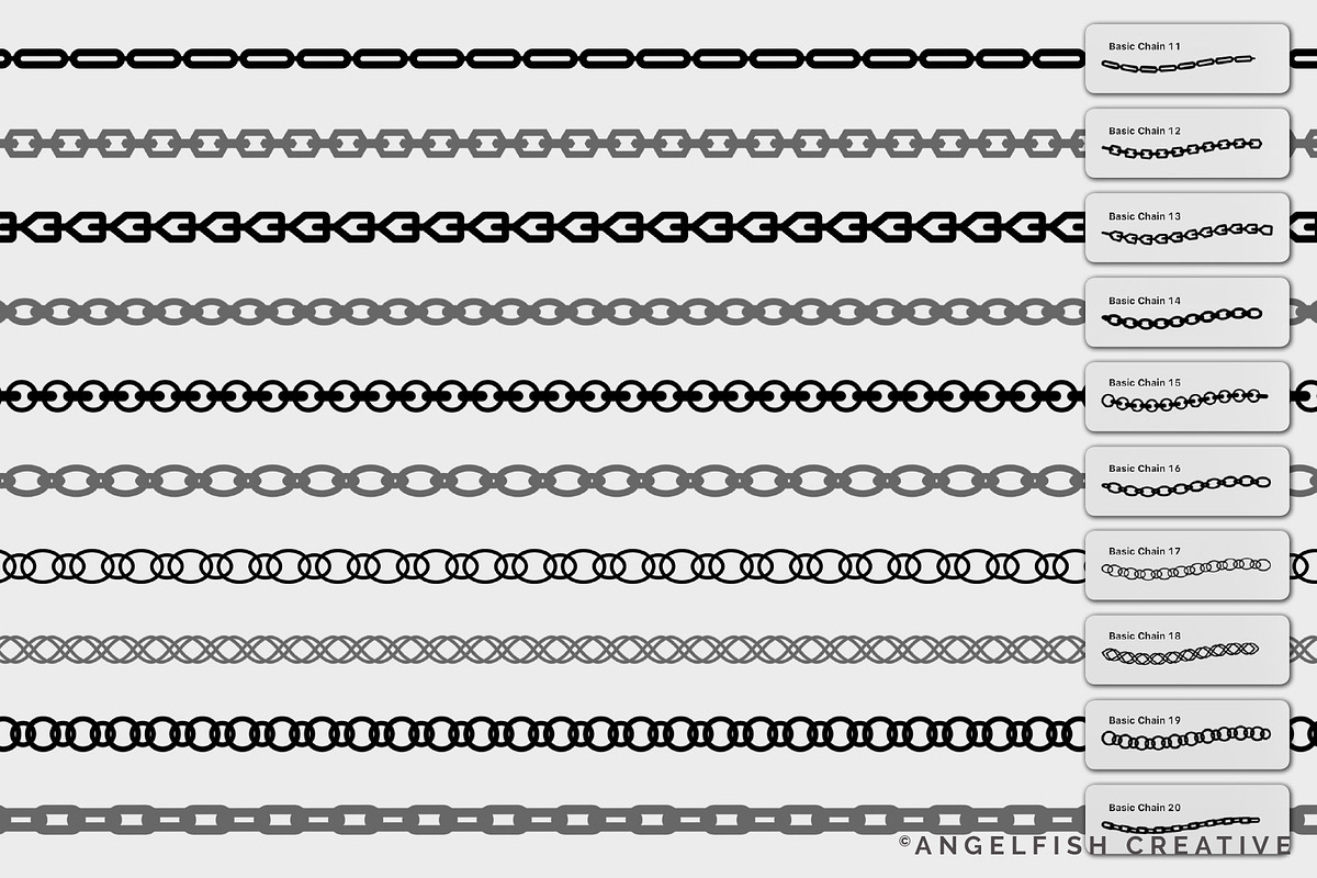 Basic Chains Brushes for Procreate, a Brush Add-On by AngelfishCreative (Photo 3 of 5)