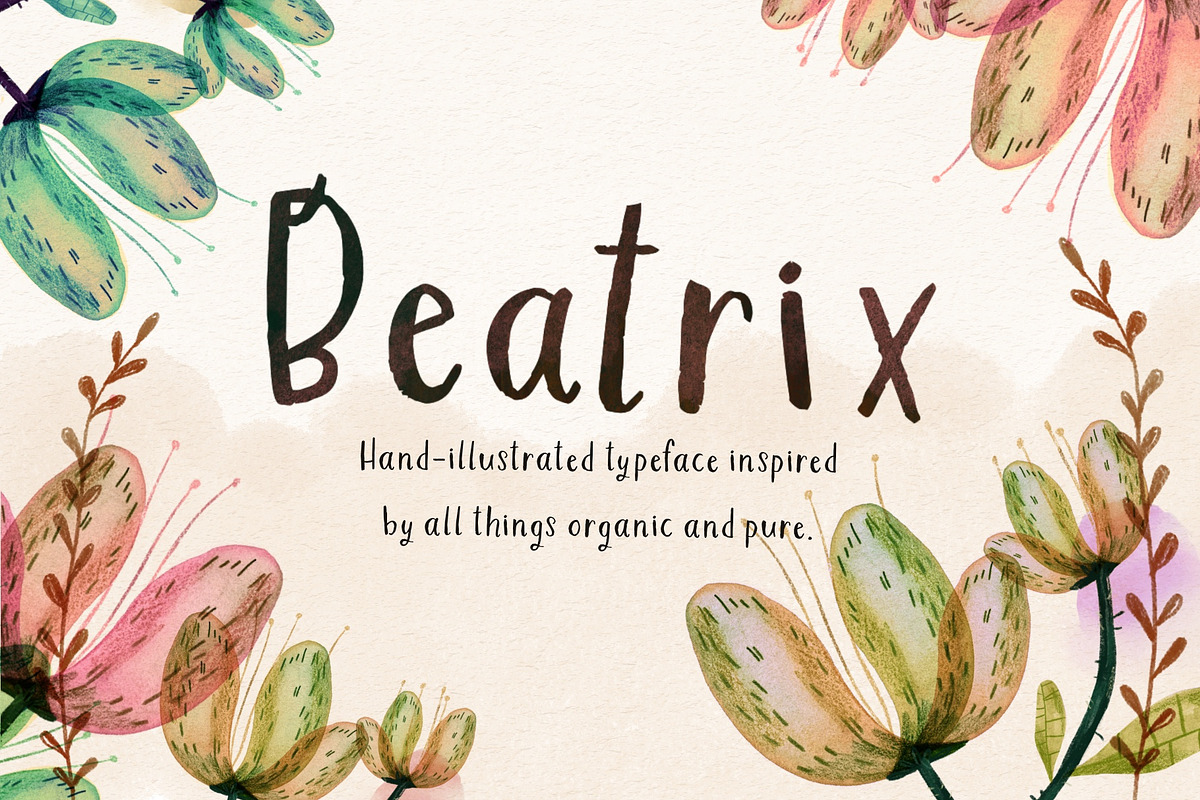 Beatrix Illustrated Typeface, a Font by Shelly Laslo Illustration