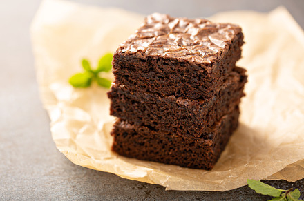 Stack of moist fudgy brownies, a Food & Drink Photo by farwasser