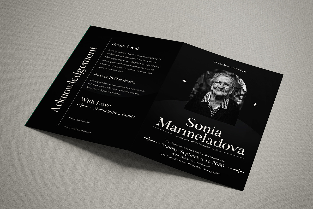 Monochrome Gothic Minimalist Funeral, a Card Template by graphicook (Photo 3 of 3)