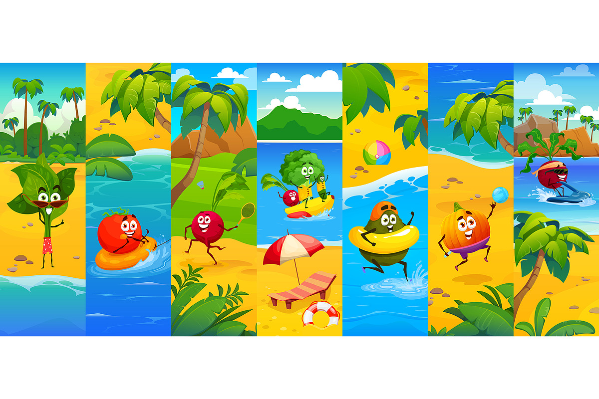 Vegetable characters on vacation, a Food Illustration by Vector Tradition (Photo 3 of 3)