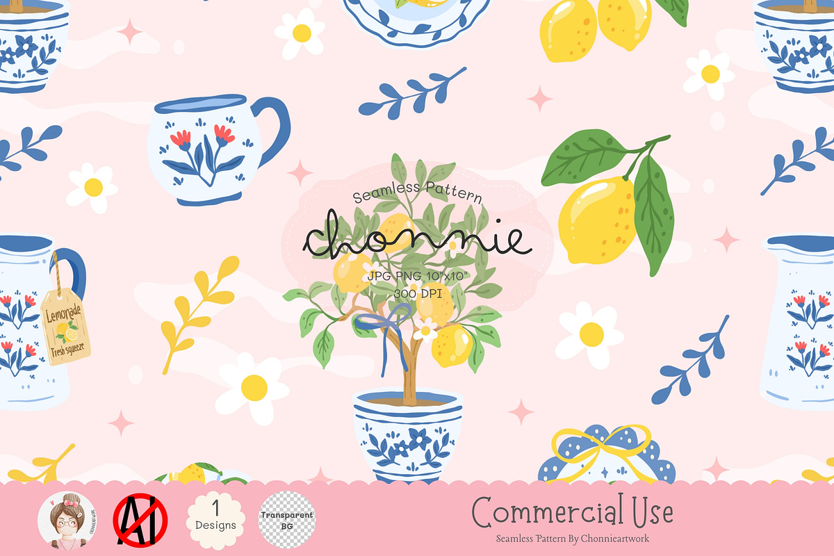 Chinoiserie Lemon Seamless Pattern, a Pattern Graphic by Chonnieartwork (Photo 1 of 5)