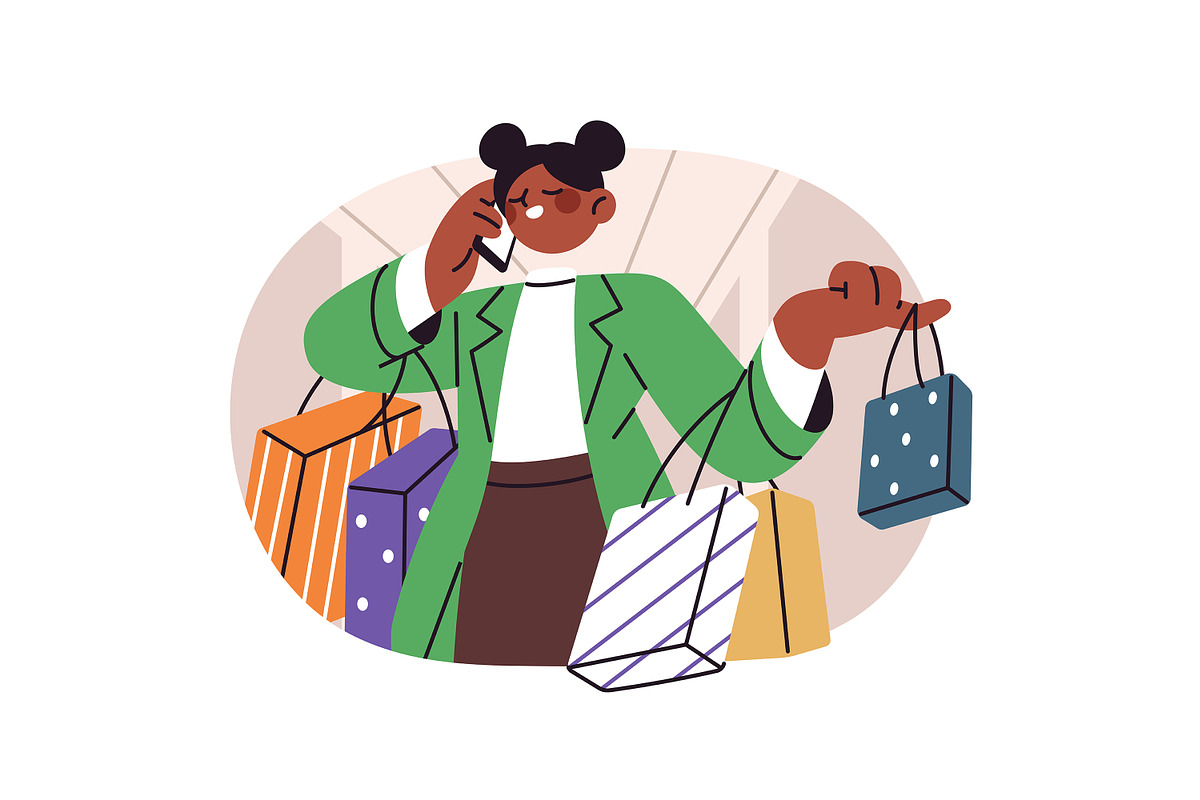 People shopping in store set, a Person Illustration by PaperTrident (Photo 6 of 15)