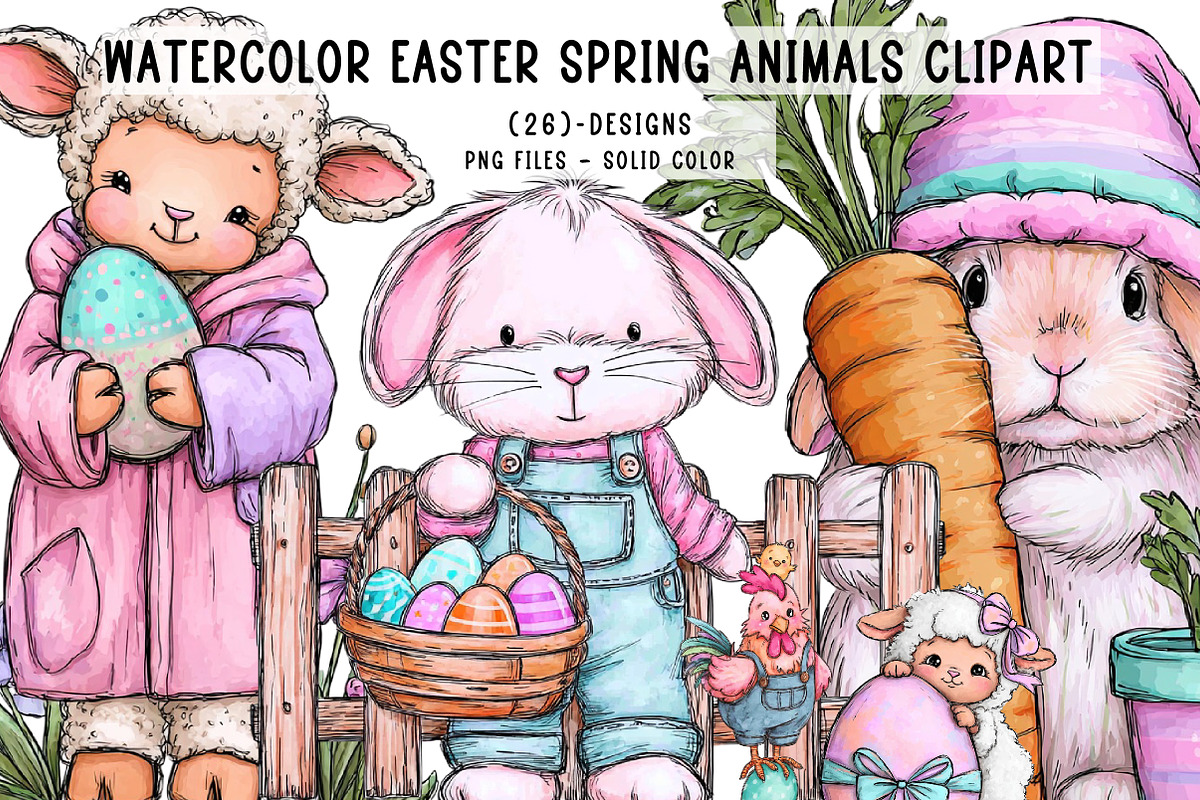 Easter Spring Animals Clipart, an Illustration by CreationArt (Photo 1 of 5)