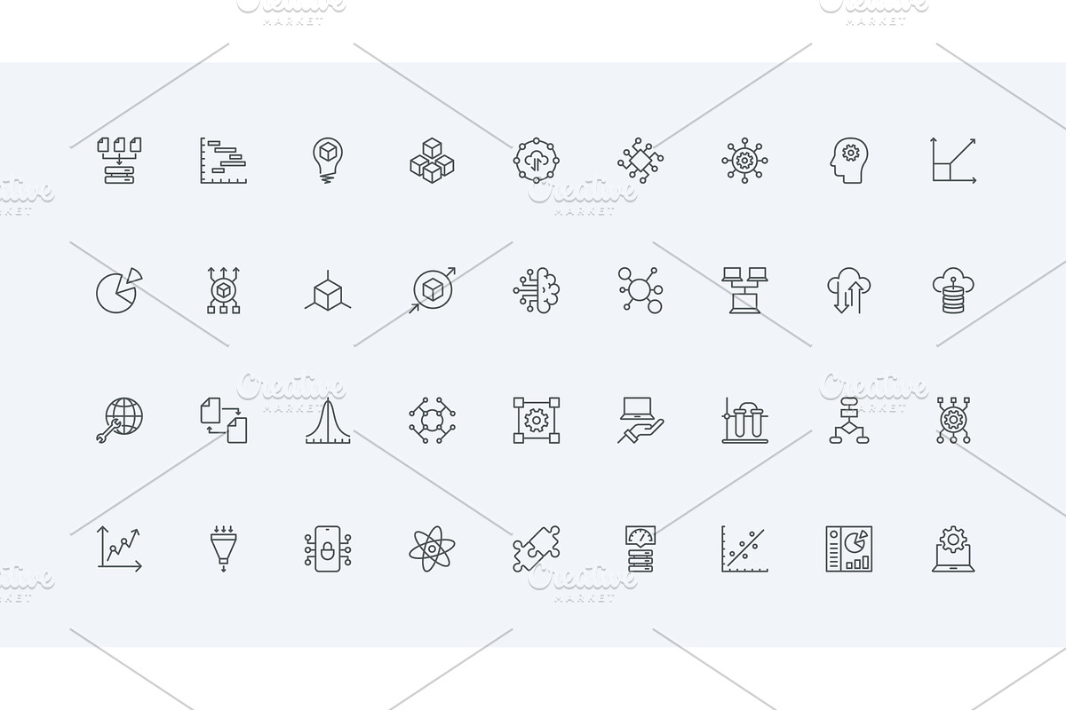 Ai software data analytics icons, a Technology Illustration by Lemberg Vector