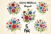 Colorful Wildflower Bouquet PNG, an Illustration by Daily.Designs (Thumbnail 1 of 5)