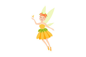 Cute Girl Fairy With Butterfly